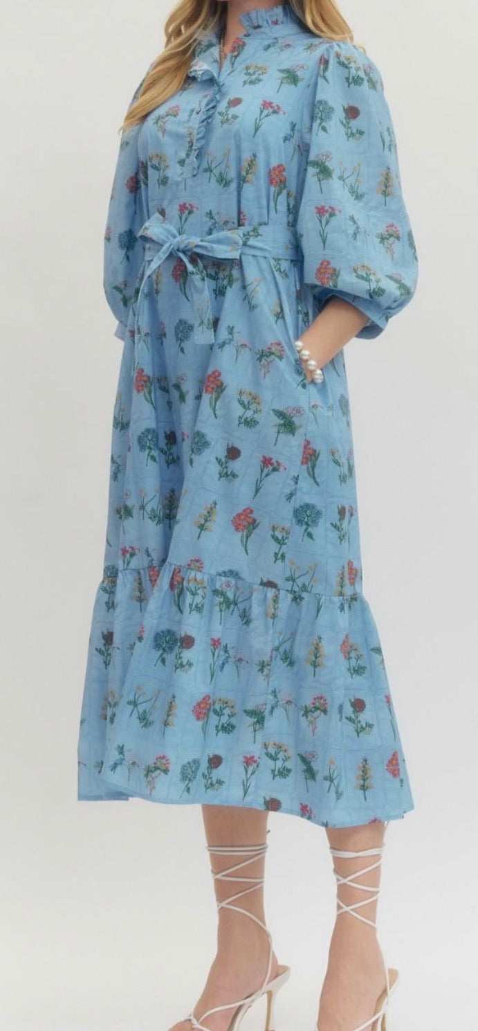 Ditzy Blue Garden Midi