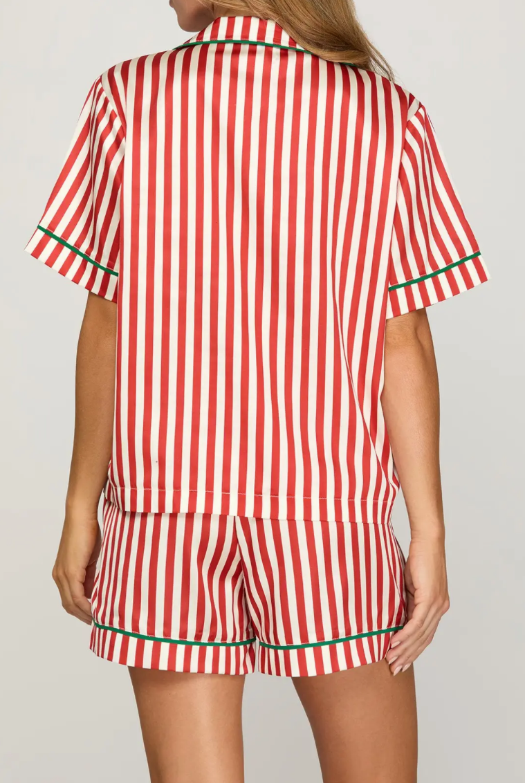 Striped Christmas Panama Short Set