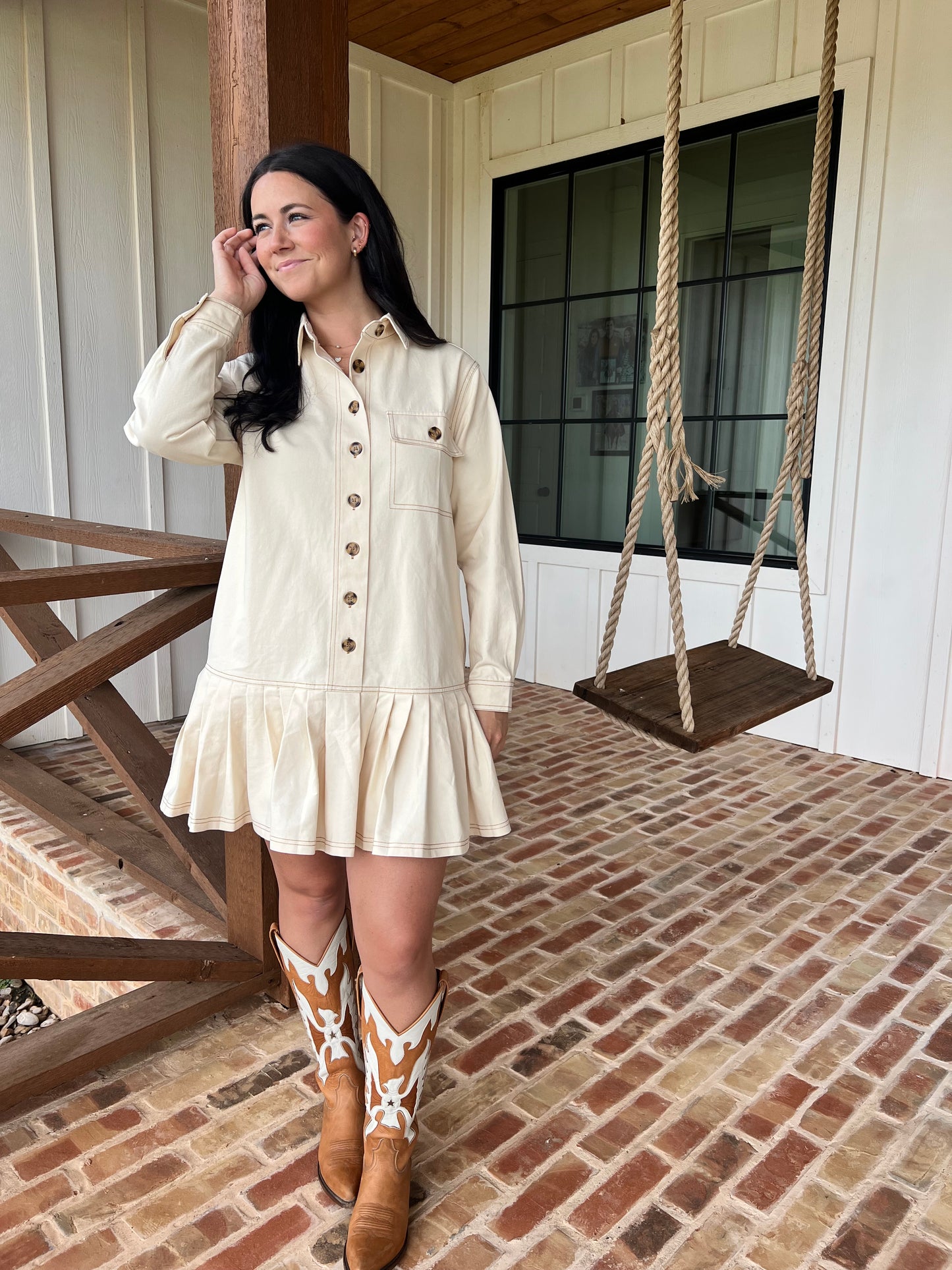 Ecru pleated mini