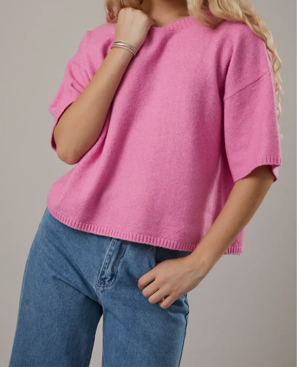 Short Sleeve Crew Neck Sweater