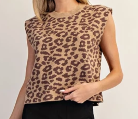 Leopard knit top