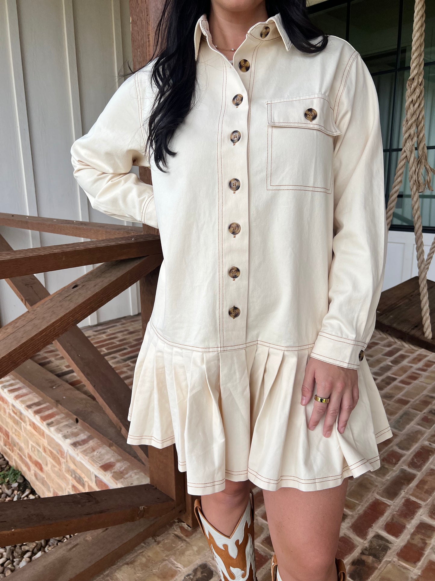 Ecru pleated mini