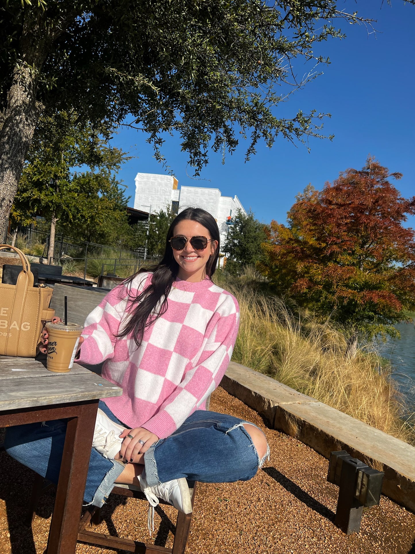 Pink Checkered Sweater