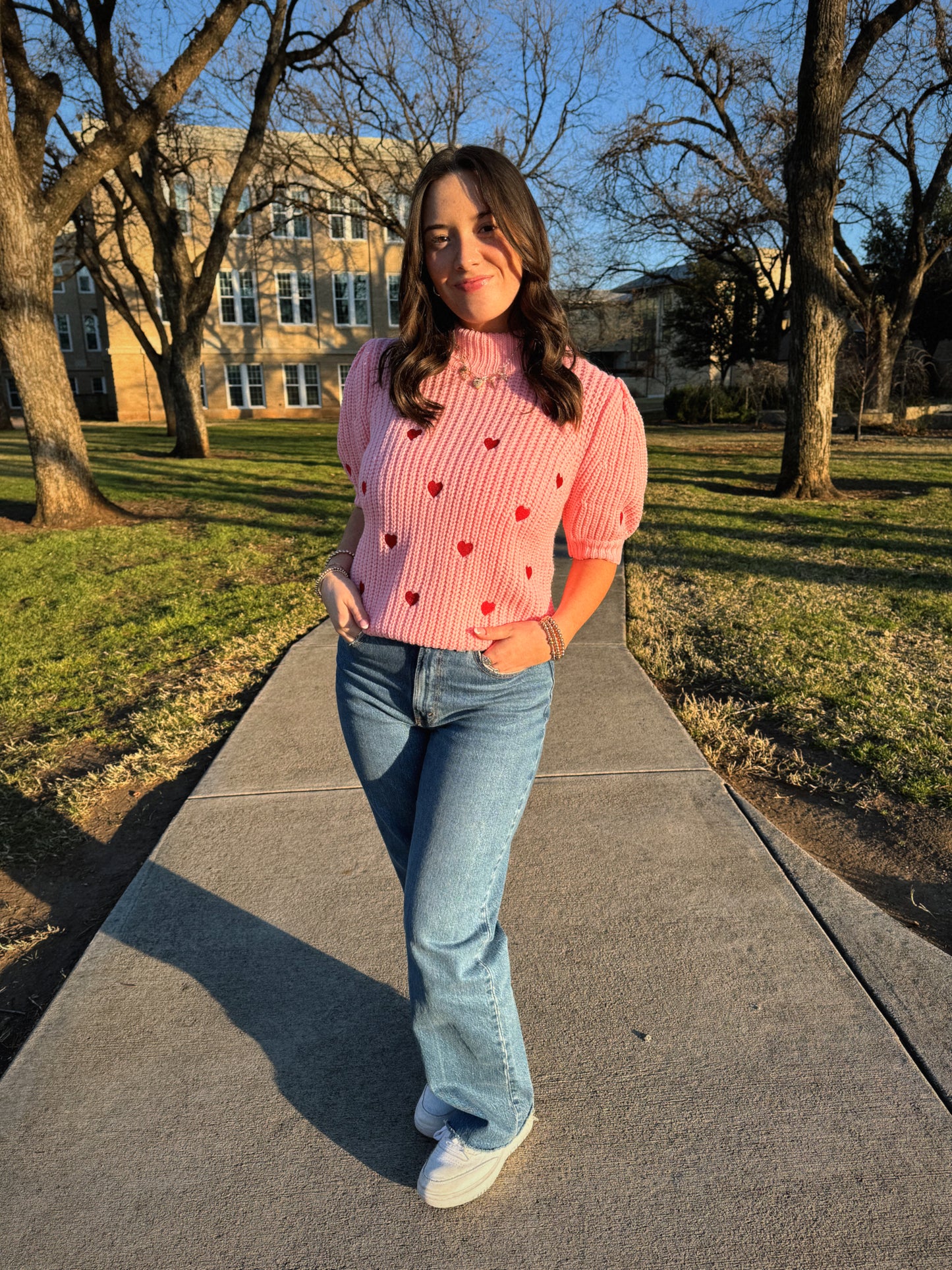 Heart Puff Sleeve Sweater