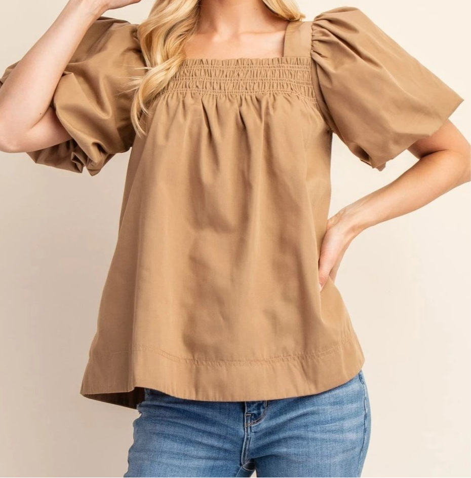 Smocked Puff Sleeve Top