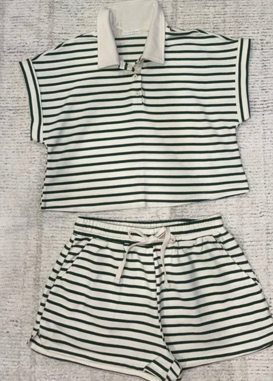 Striped mini short set
