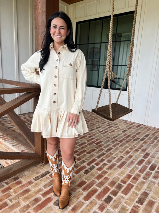 Ecru pleated mini