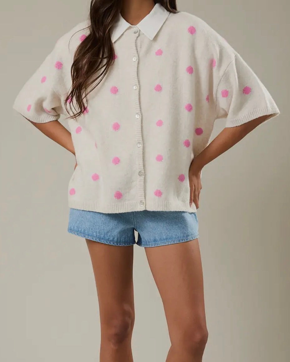 Polka Dot Screw Neck Sweater