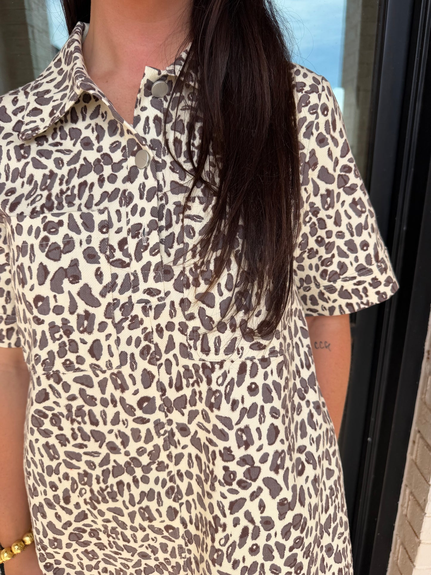 Light Leopard Denim Dress