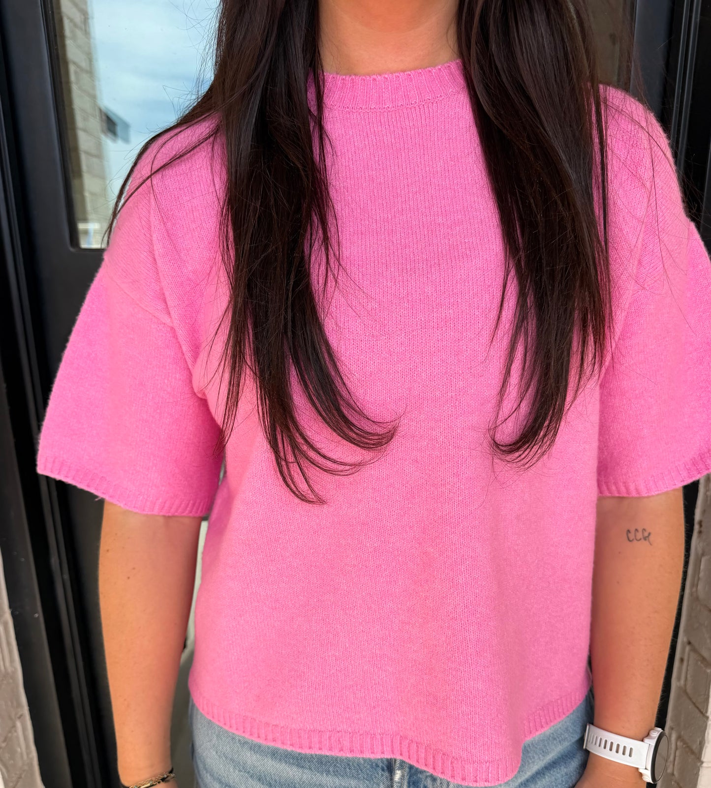 Short Sleeve Crew Neck Sweater