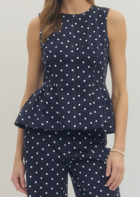 Navy Belle Peplum Top