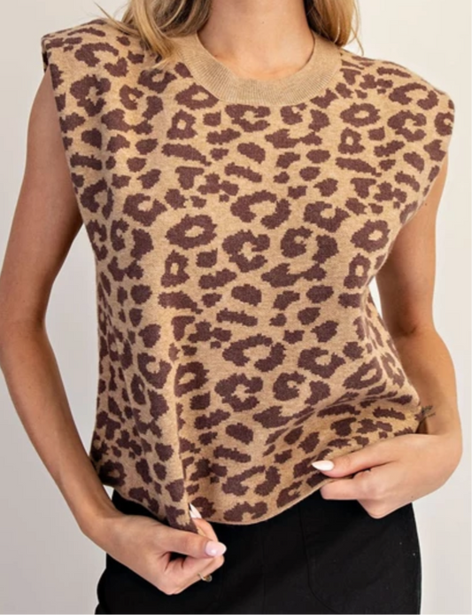 Leopard knit top