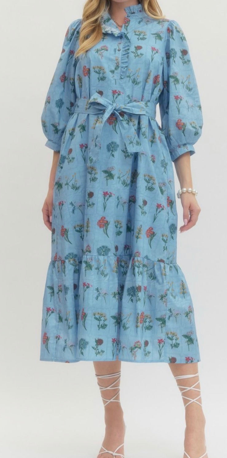 Ditzy Blue Garden Midi