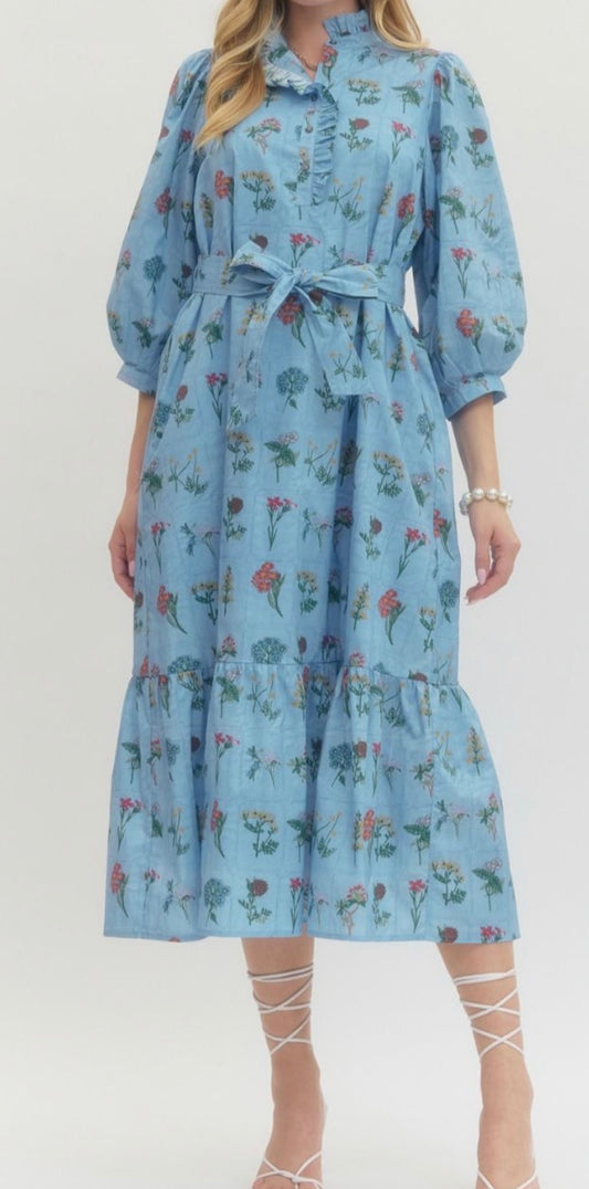 Ditzy Blue Garden Midi