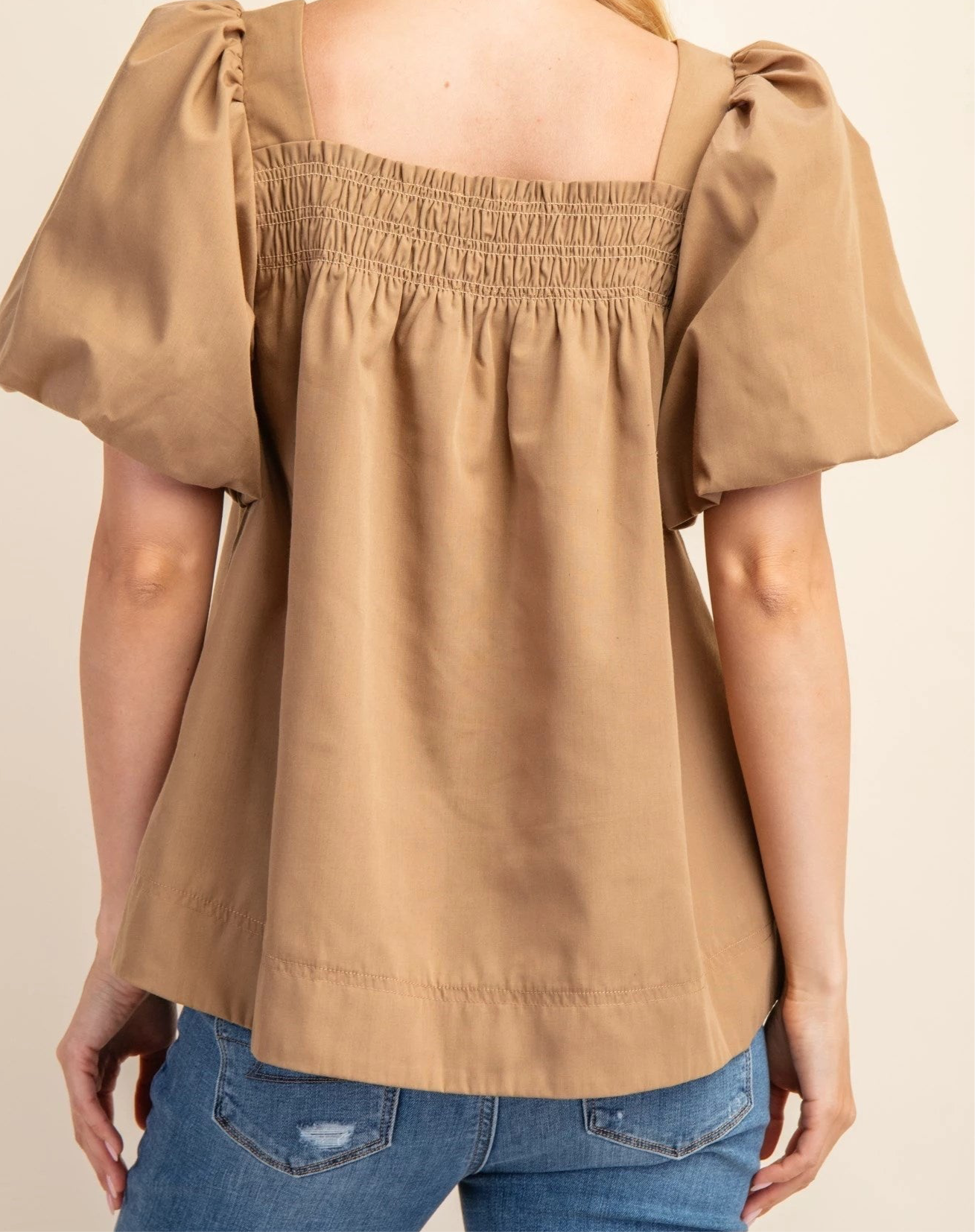 Smocked Puff Sleeve Top