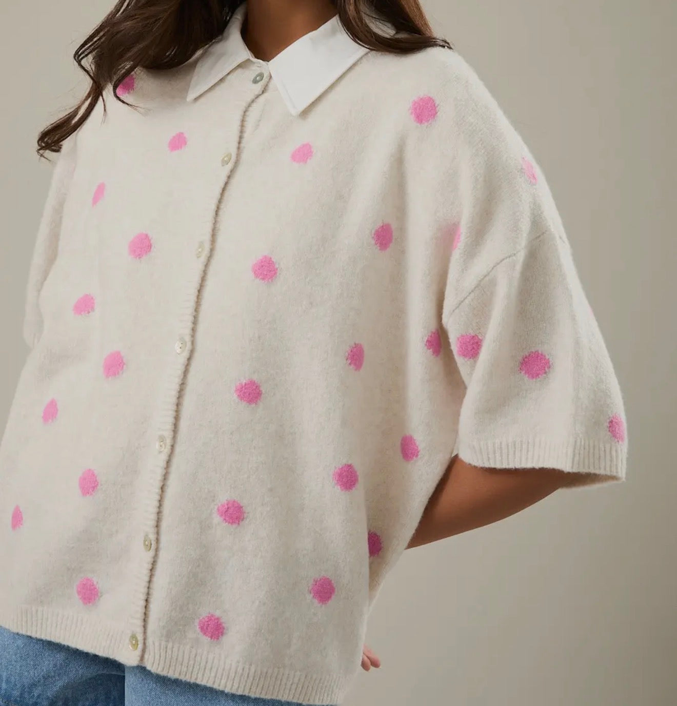 Polka Dot Screw Neck Sweater