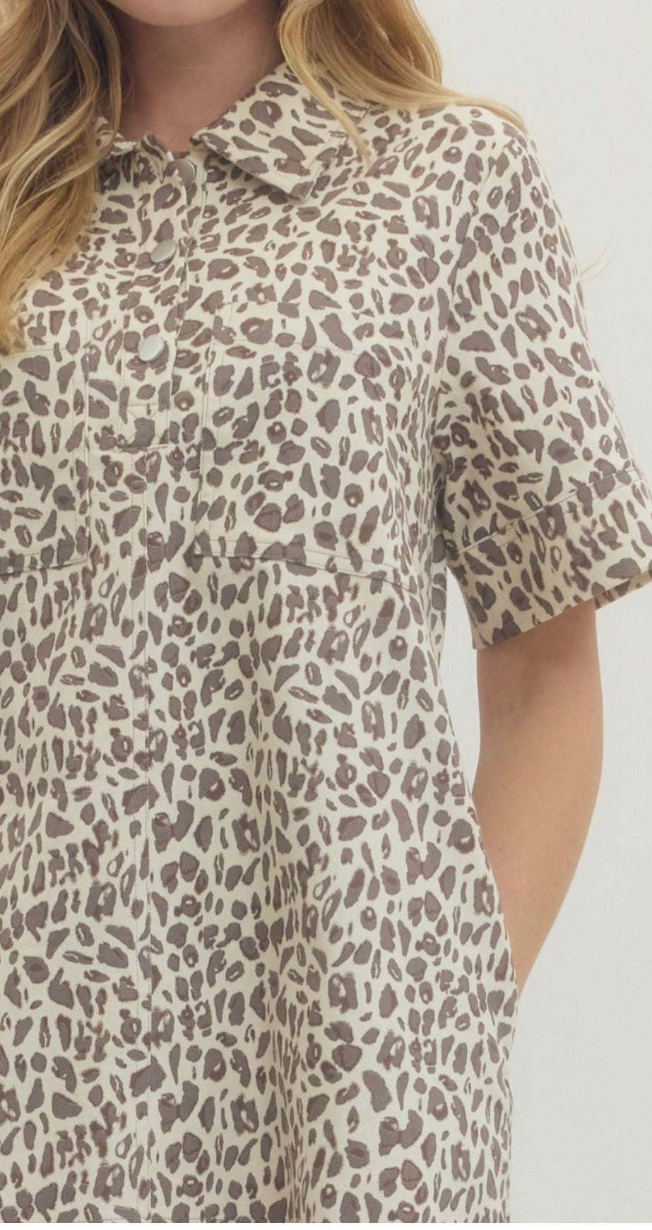 Light Leopard Denim Dress