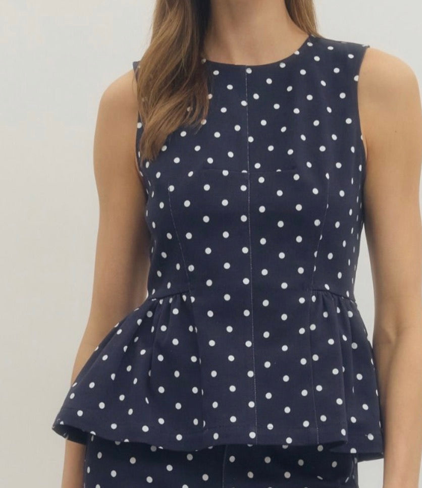 Navy Belle Peplum Top