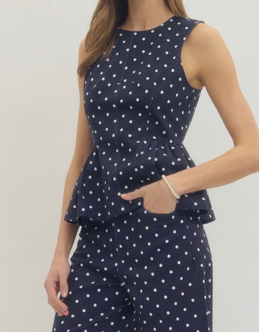 Navy Belle Peplum Top