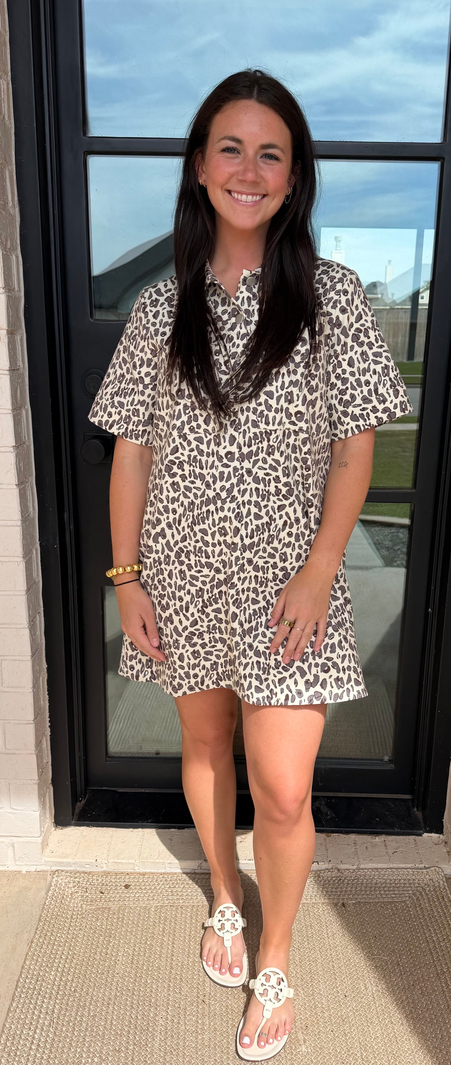 Light Leopard Denim Dress
