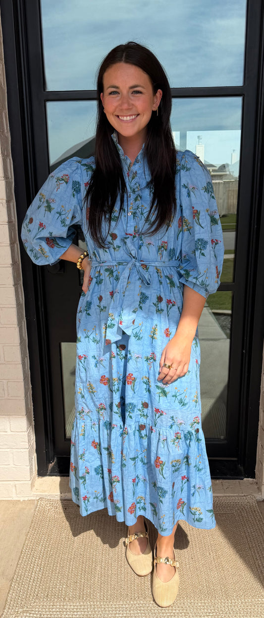 Ditzy Blue Garden Midi