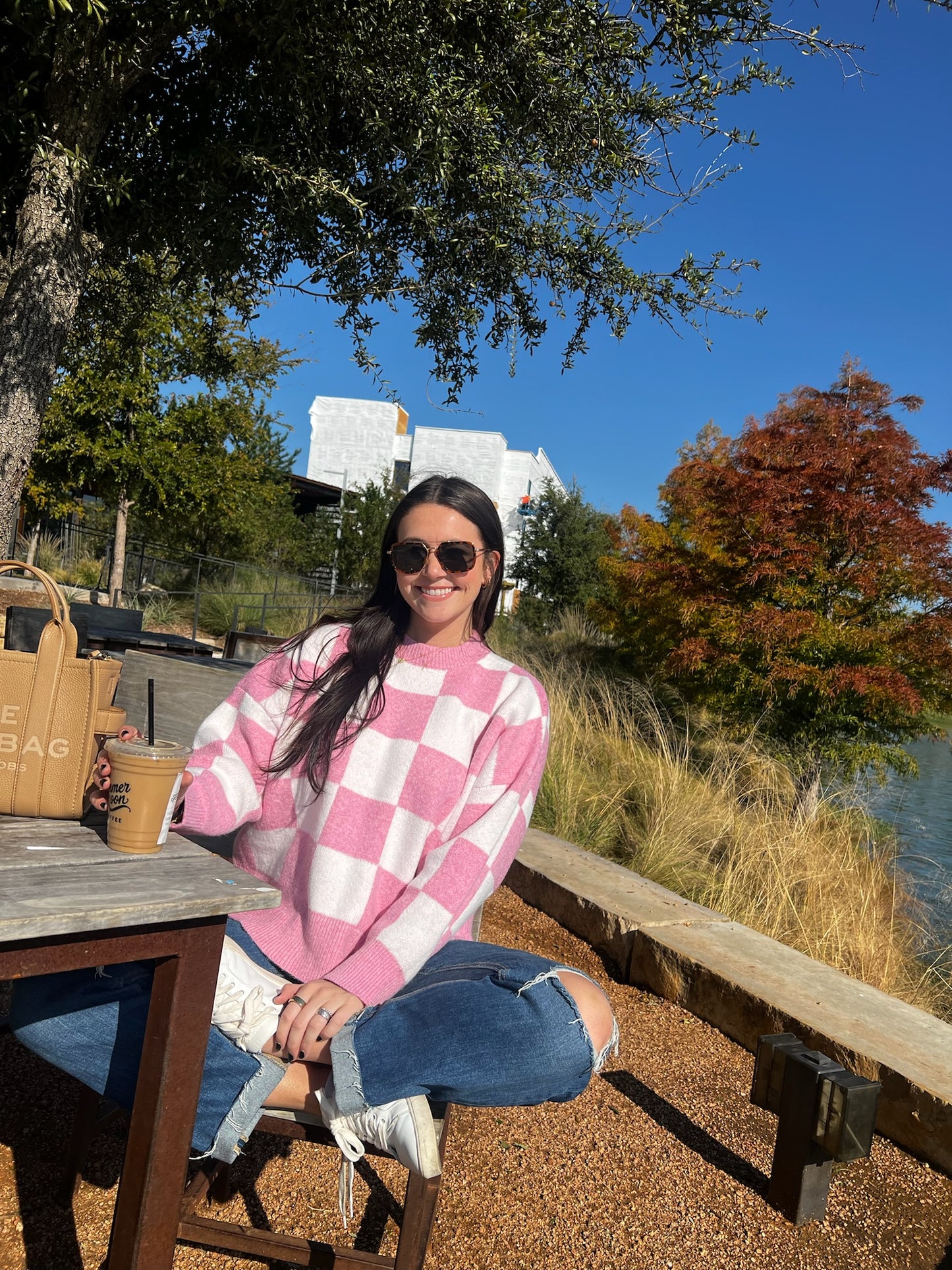 Pink Checkered Sweater