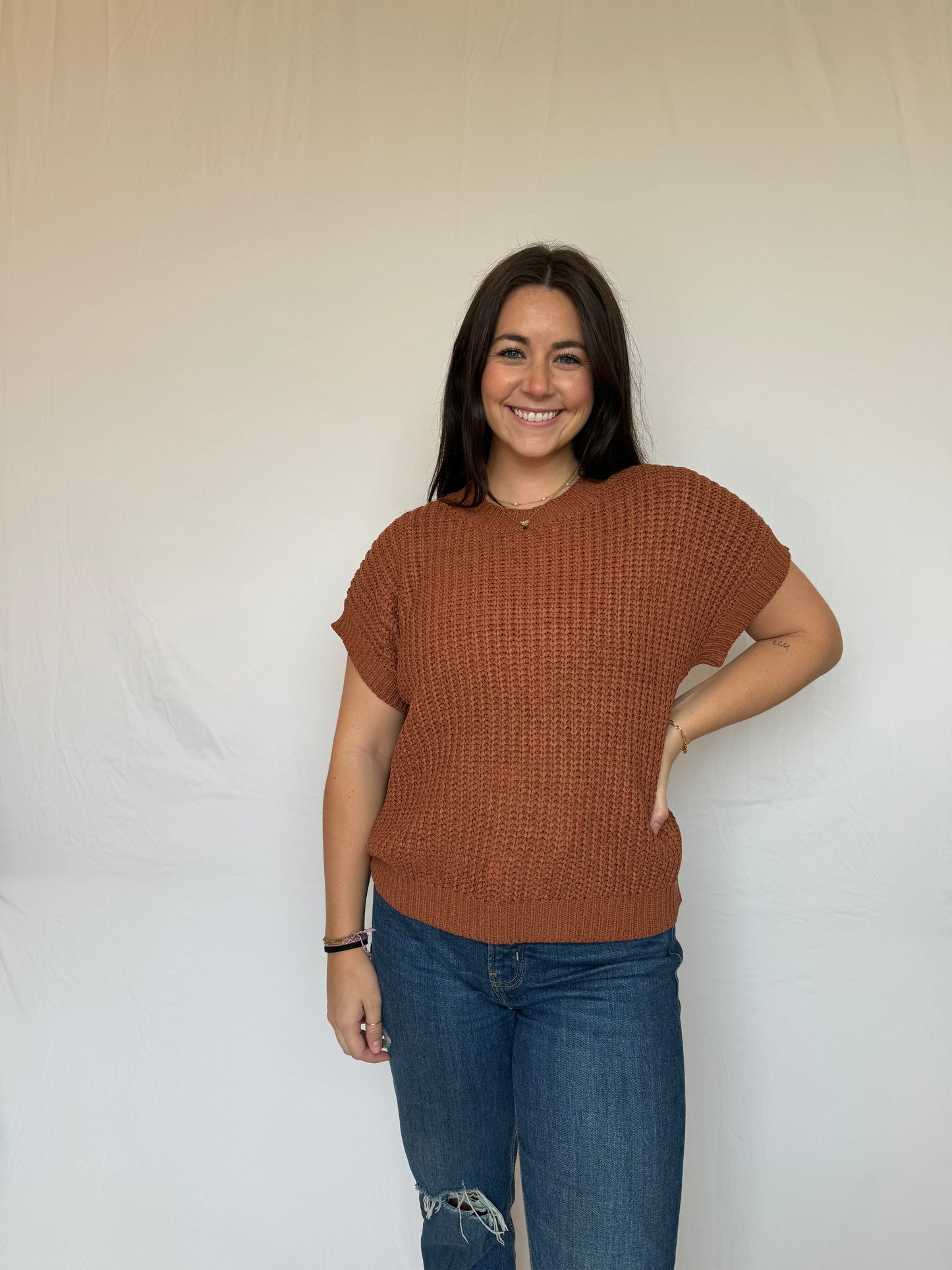 Rust Short Sleeve Sweater