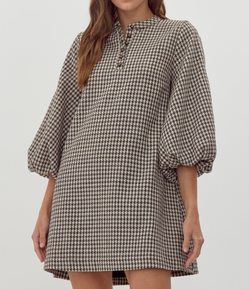 Chocolate Houndstooth Dress