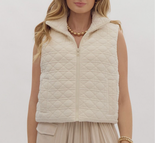 Cream Quilted Vest