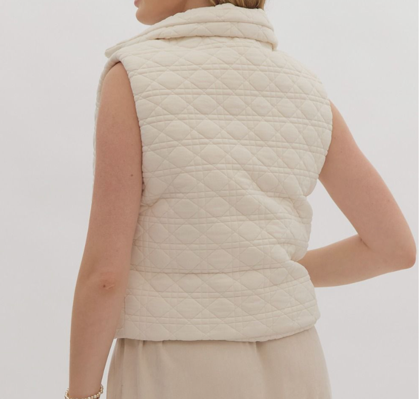 Cream Quilted Vest