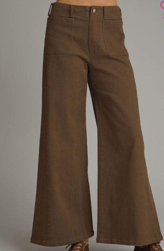 Wide Leg Pant in Brown