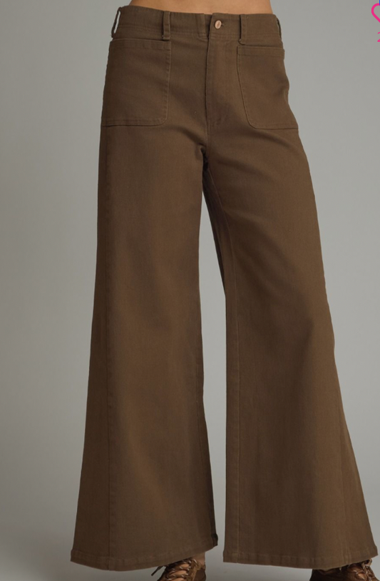 Wide Leg Pant in Brown