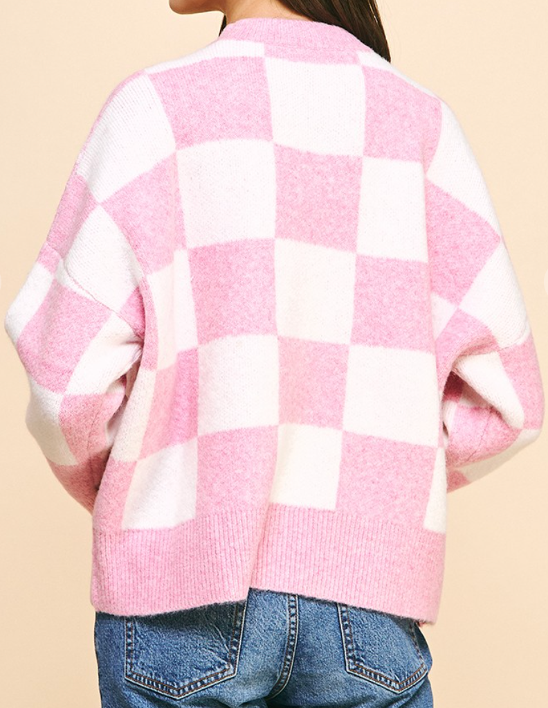 Pink Checkered Sweater